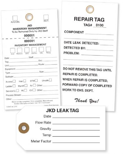 Leak Detection Custom Tyvek Tags no 8